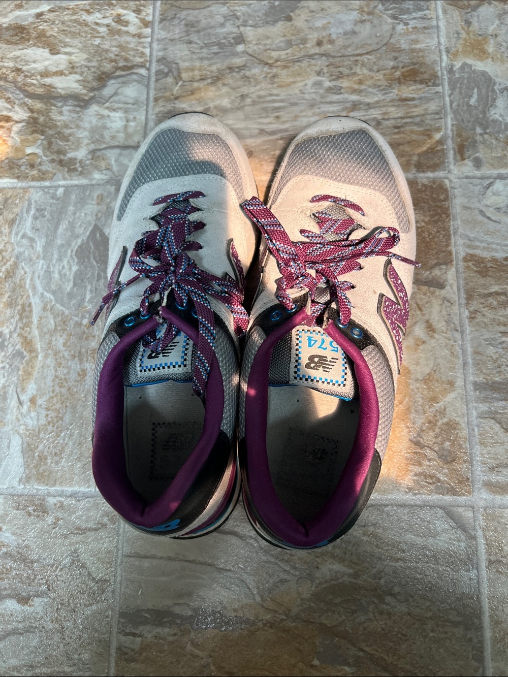 New Balance Women's Cream and Purple Athletic Sneakers